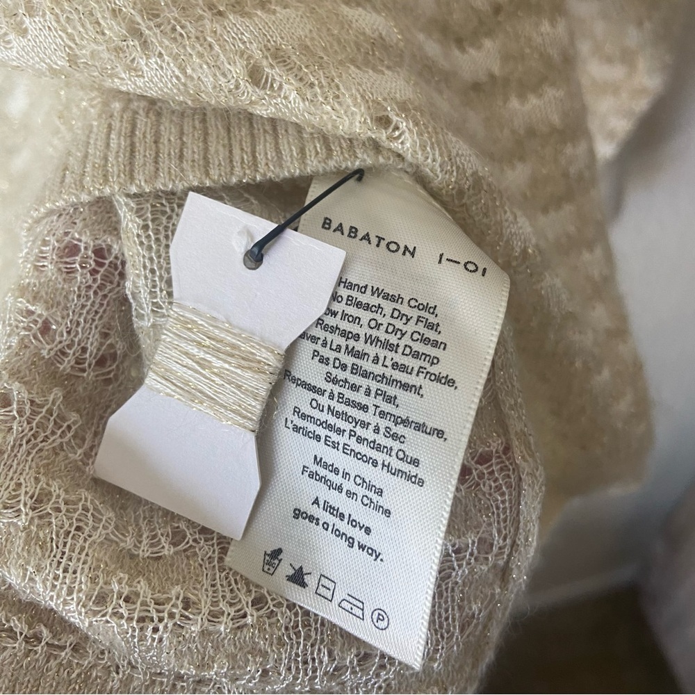 Aritzia Babaton Gold Metallic Oversized Mohair Wool Neutral Sweater XXS - Picture 5 of 9